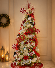 Cargar imagen en el visor de la galería, Arbolito Navideño en Renta – Estilo HO HO HO Snowman Peppermint Candy Grand