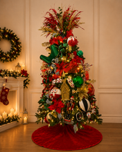 Cargar imagen en el visor de la galería, Arbolito Navideño en Renta – Estilo Grand Nutcracker Harlequin Red & Green Opulence