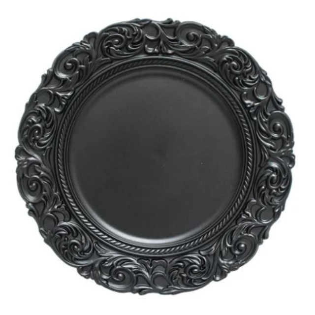 Bajo Plato Negro con Detalle Barroco [Renta]