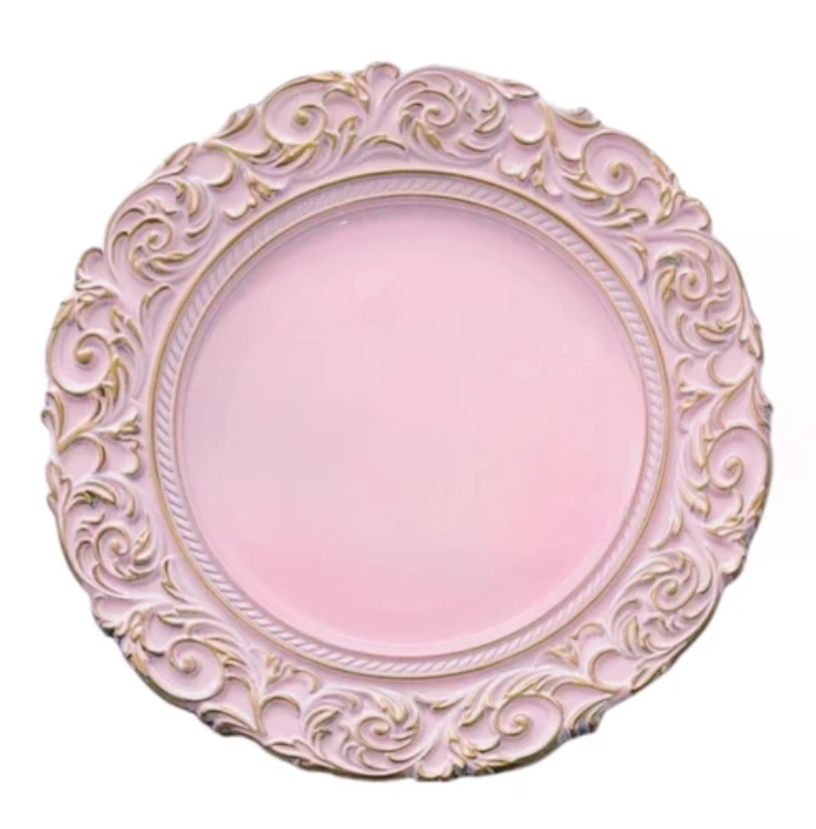 Bajo Plato Rosa con Detalles Barrocos [Renta]