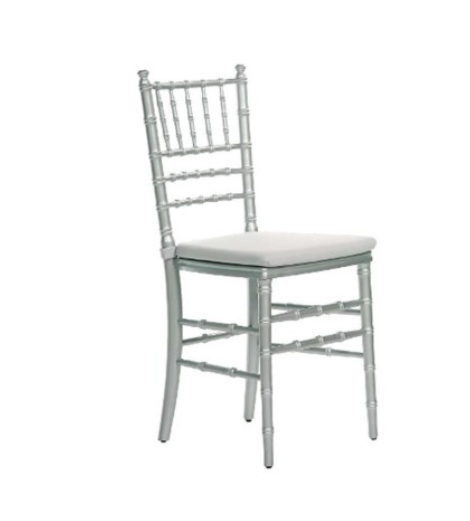 Silla Tiffany Plata con Cojín Blanco [Renta]