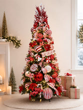 Cargar imagen en el visor de la galería, Árbol Navideño en Renta – Candy Cane Lane (Rojo y Blanco)
