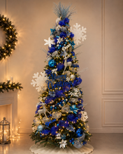 Cargar imagen en el visor de la galería, Arbolito Navideño en Renta – Estilo Peace Hope Joy Merry Christmas Blue &amp; Silver Slim
