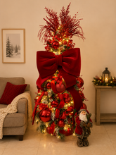 Cargar imagen en el visor de la galería, Arbolito Navideño en Renta – Estilo Red Velvet Bow &amp; Santa
