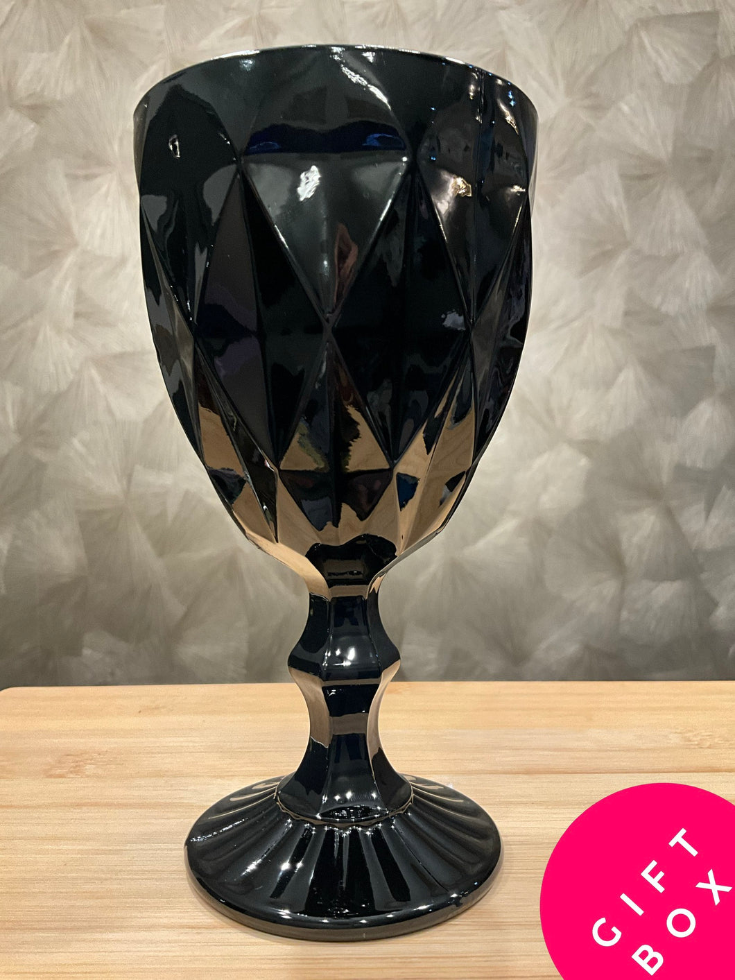 Copa Negra Cristal Facetado  [Renta]