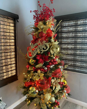 Cargar imagen en el visor de la galería, Arbolito Navideño en Renta – Estilo Merry Christmas Red Berry Gold Poinsettia Fireplace
